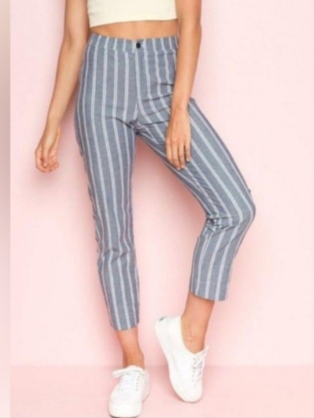 John Galt By Brandy Melville Striped High-Waist Cropped Pants Best For XS